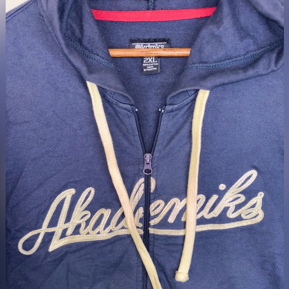 AKADEMIKS Vintage Y2K Embroidered Hoodie Jacket Full Zip Streetwear Men's 2XL‎ - Picture 2 of 12